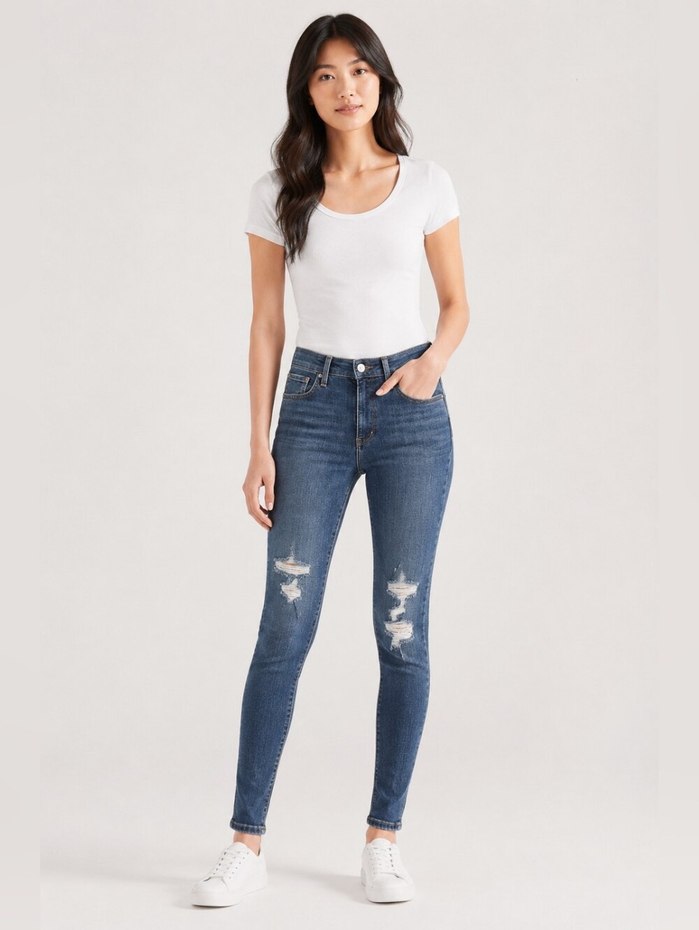 ❤️ LEVIS 721 HIGH RISE SKINNY JEANS, DISTRESSED, 8 (29)